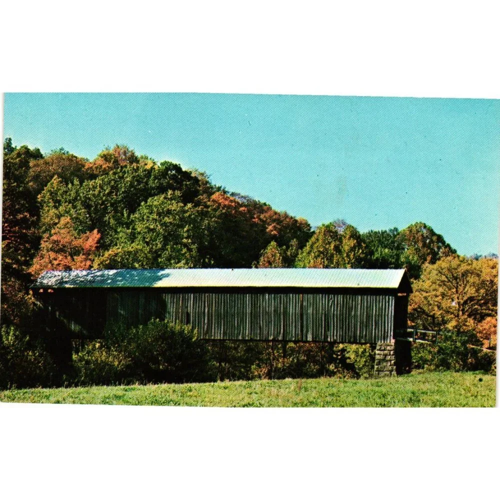 The Hune Covered Bridge Postcard Travel Souvenir Unposted Washington County Ohio